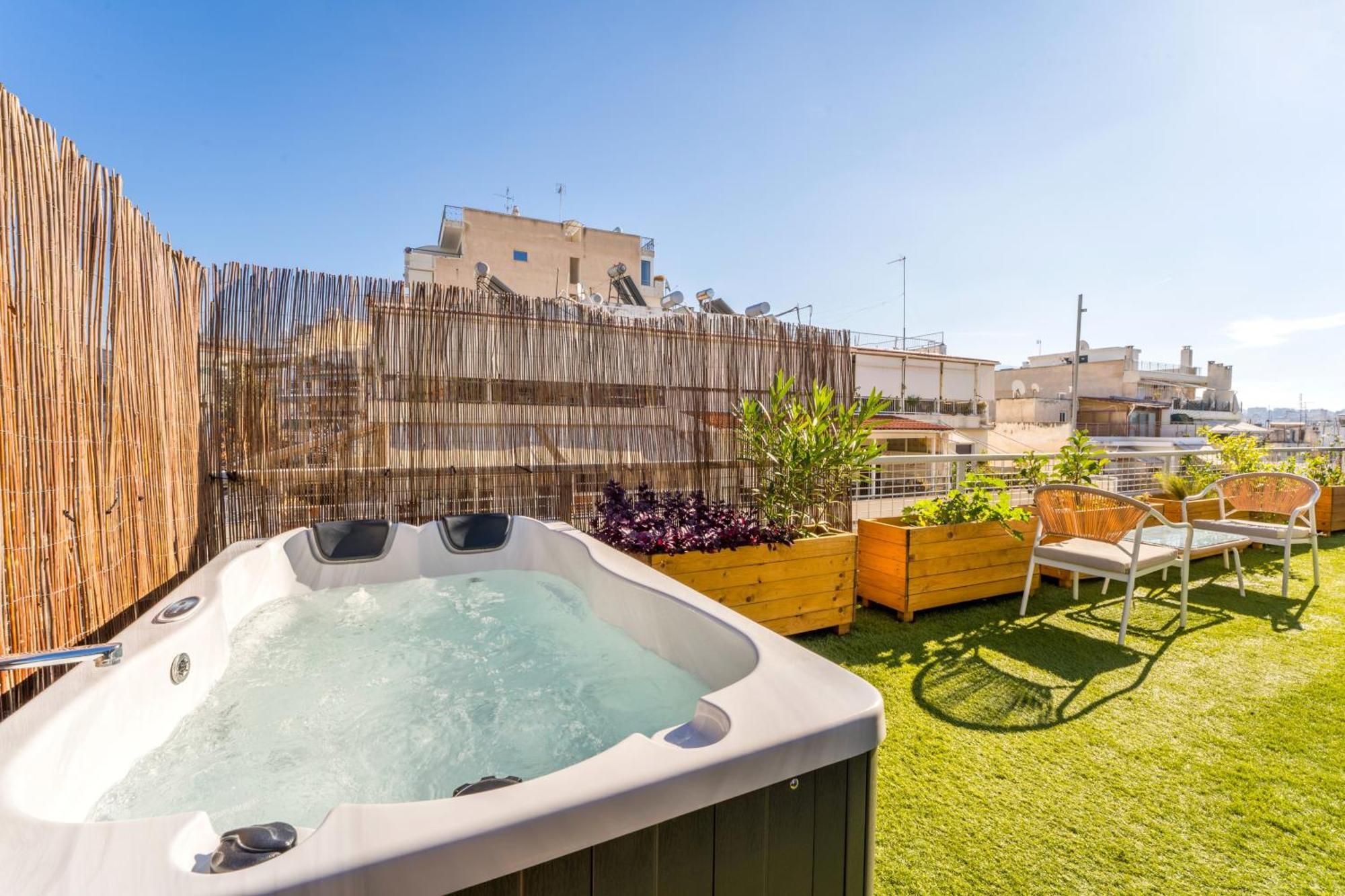 Ferienwohnung Blue Oasis - Jacuzzi Penthouse Athen Exterior foto